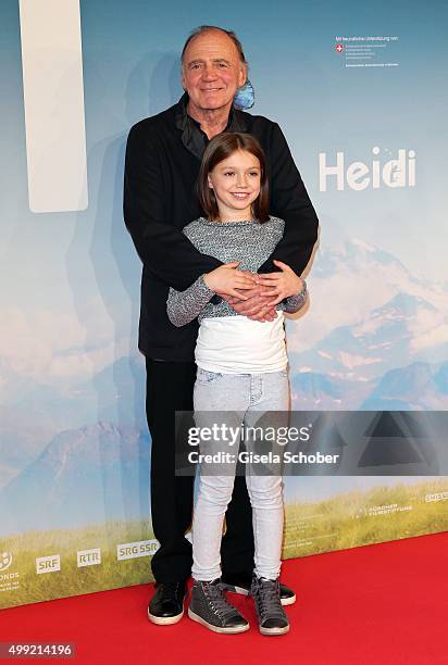 Bruno Ganz and Anuk Steffen during the German premiere of the film 'HEIDI' at Mathaeser Filmpalast on November 29, 2015 in Munich, Germany.