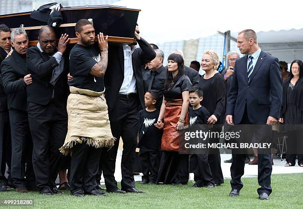 Widow of late New Zealand All Blacks rugby legend Jonah Lomu, Nadene Lomu , her two sons, Brayley and Dhyreille , and her mother Lois Kuiek and...