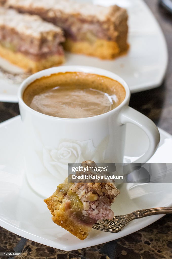 Rhubarb and Hazelnut Cake with Coffee