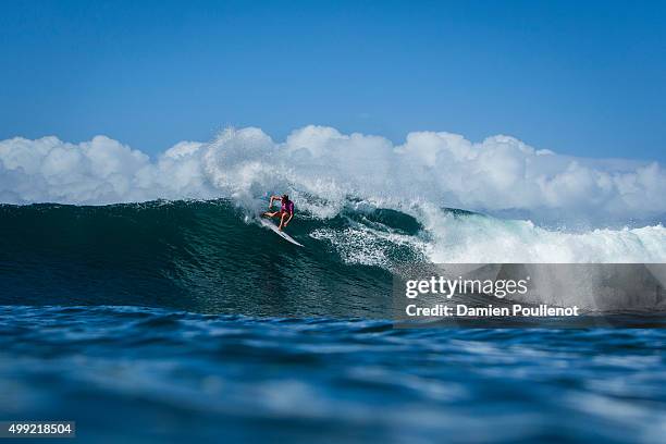 Lakey Peterson surfs during Round 3 of Target Maui Pro> on November 29, 2015 in Kapalua, Hawaii.