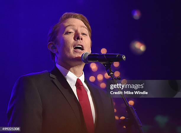 Recording artist Clay Aiken performs onstage during the 2015 Hollywood Christmas Parade on November 29, 2015 in Hollywood, California.