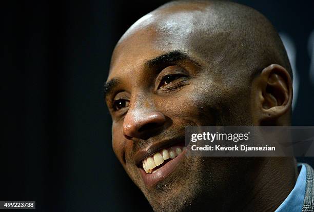 Kobe Bryant of the Los Angeles Lakers speaks during a news conference after he announced his retirement at Staples Center November 29 in Los Angeles,...