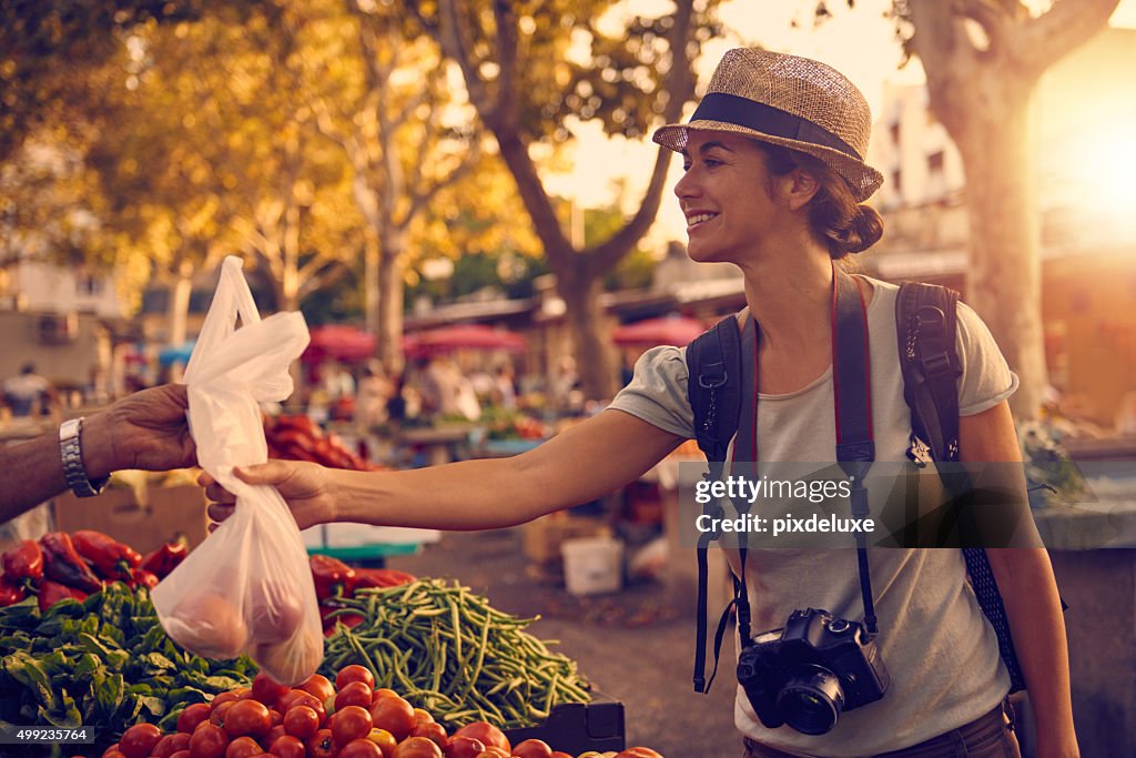 She couldn't walk by without buying some local goodies