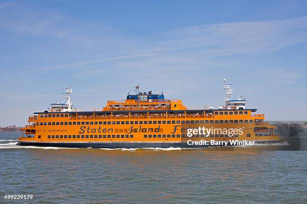 orange ferry boat profile - staten island stock pictures, royalty-free photos & images