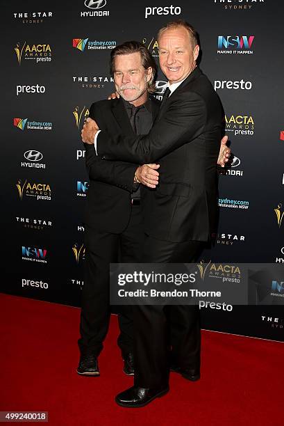 Kieran Darcy-Smith and Rob Carlton arrive ahead of the 5th AACTA Awards Presented by Presto | Industry Dinner Presented by Blue Post at The Star on...