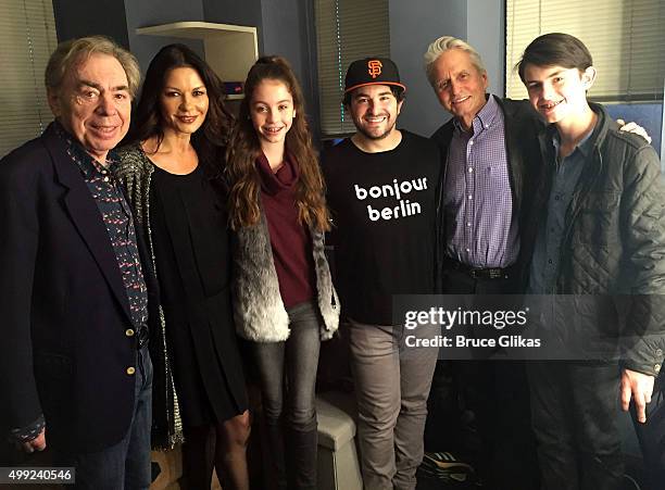 School of Rock" composer Sir Andrew Lloyd Webber, Catherine Zeta Jones, Carys Zeta Douglas, Alex Brightman, Michael Douglas and Dylan Michael Douglas...