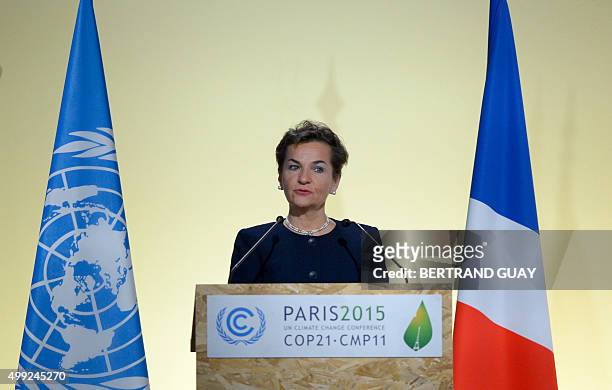 Executive Secretary of the UN Framework Convention on Climate Change Christiana Figueres delivers a speech during the opening of the 21st session of...