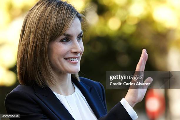 Queen Letizia of Spain attends Nutrigenomics Seminar at the CSIC Institute on November 30, 2015 in Madrid, Spain.