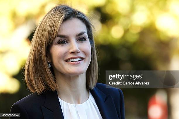 Queen Letizia of Spain attends Nutrigenomics Seminar at the CSIC Institute on November 30, 2015 in Madrid, Spain.