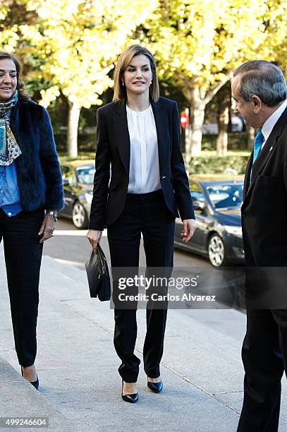 Queen Letizia of Spain attends Nutrigenomics Seminar at the CSIC Institute on November 30, 2015 in Madrid, Spain.