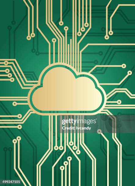 cloud circuit - computer focused stock illustrations