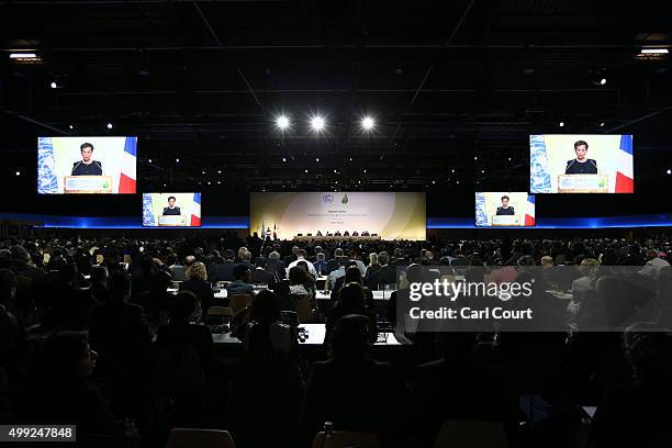 Christiana Figueres, the executive secretary of the UN Framework Convention on Climate Change, speaks during the opening session of the United...
