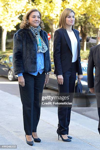 Queen Letizia of Spain arrives to the Nutrigenomics Seminar at the CSIC on November 30, 2015 in Madrid, Spain.