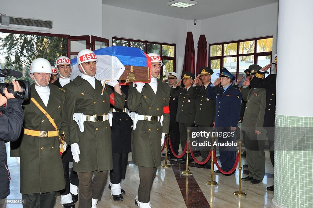 Body of Russian pilot flown to Russia from Turkey