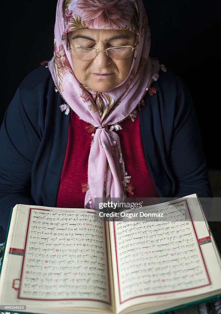 Muslim Woman Reading Quran