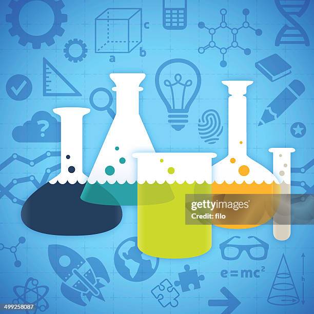 science beakers - biology chemistry and physics stock illustrations