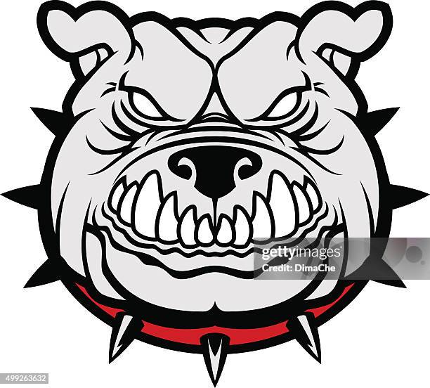 illustrazioni stock, clip art, cartoni animati e icone di tendenza di testa di bulldog - collare