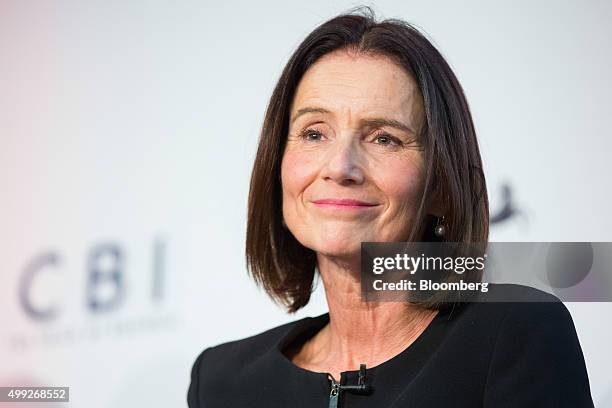 Carolyn Fairbairn, director general of Confederation of British Industry , pauses during a talk at the MSB Summit 2015 in the City of London, U.K.,...