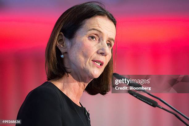 Carolyn Fairbairn, director general of Confederation of British Industry , speaks at the MSB Summit 2015 in the City of London, U.K., on Monday, Nov....