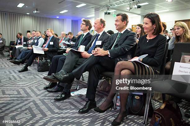 Antonio Horta-Osorio, chief executive officer of Lloyds Banking Group Plc, second right, and Carolyn Fairbairn, director general of Confederation of...