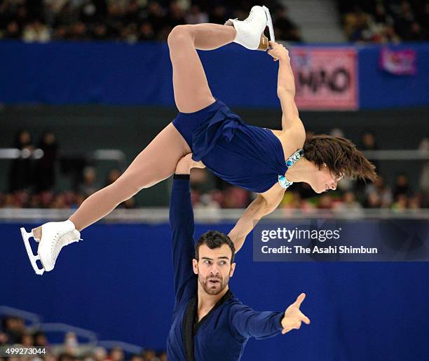 Meagan Duhamel and Eric Radford of Canada compete in the Pair Free Skating during day two of the NHK Trophy ISU Grand Prix of Figure Skating 2015 at...