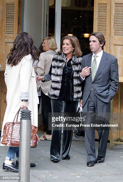 Jose Maria Aznar, Ana Botella and Monica Abascal are seen on October 28, 2015 in Madrid, Spain.