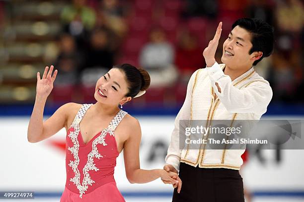 Maia Shibutani and Alex Shibutani of the USA perform during the Ice dance short dance react after competing in the Ice Dance Short Dance during day...