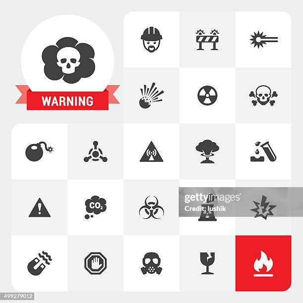 warning base vector icons and label - nuclear explosion icon stock illustrations