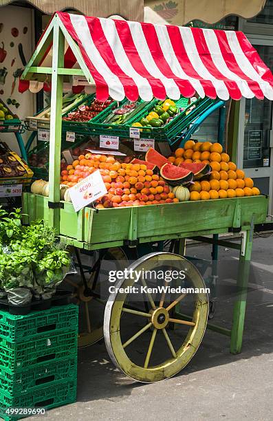 parisian fruit cart - basil sellers stock pictures, royalty-free photos & images