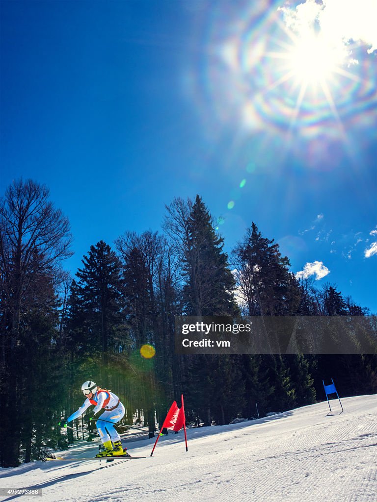 Professional Alpine Skier in Mid-Air