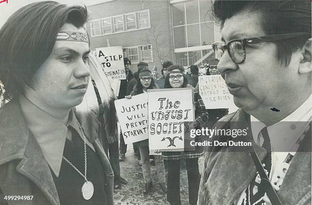 Demanding treaty rights'; hunting guide Dale Sands ; 21m talks with Fred Plain; president of Union of Ontatrio Indians; after Sand's trial in Sarnia...