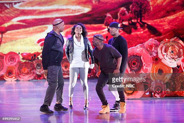 Rehearsal Behind the Scenes -- Pictured: David Alan Grier as The Cowardly Lion, Shanice Williams as Dorothy, Elijah Kelley as Scarecrow, Ne-Yo as...