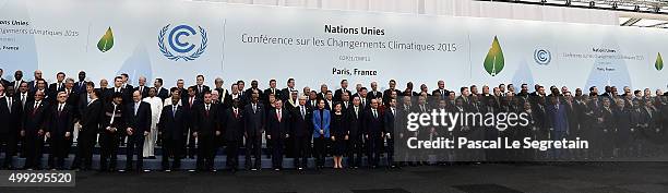 Head of States attend the family photo session of the Cop 21 on November 30, 2015 in Paris, France. World leaders are meeting in Paris for the start...