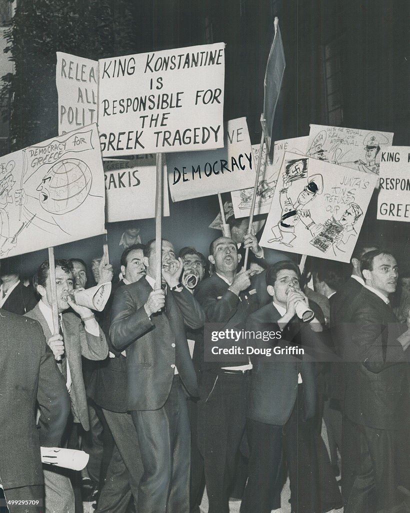 Boos for constantine; Angry pickets outside Granite Club shout and boo Greek King Constantine for hi...