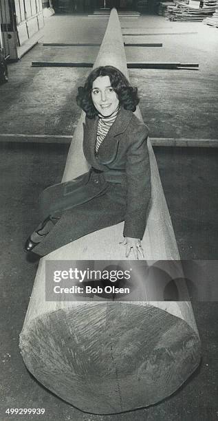 First flagpole-sitter. Flagpole-sitting the easy way is Canadian National Exhibition employee Maria Cunha. Her perch is new 184-foot CNE flagpole;...