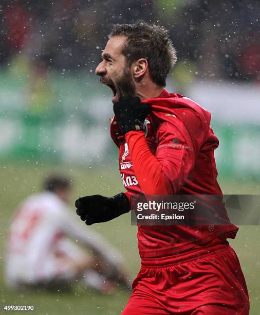 Marko Devic of FC Rubin Kazan celebrates after scoring a goal during the Russian Premier League match between FC Rubin Kazan and FC Spartak Moscow at...