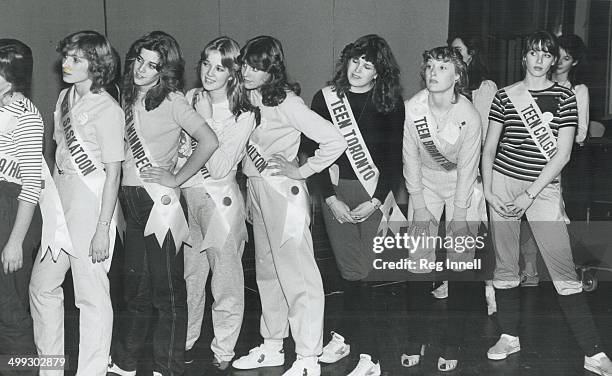 Teens at the top: Miss Teen Canada finalists rehearse at the Skyline Hotel for tonight's big show. They are Miss Teen Saskatoon; Cathy Weenk; 17;...