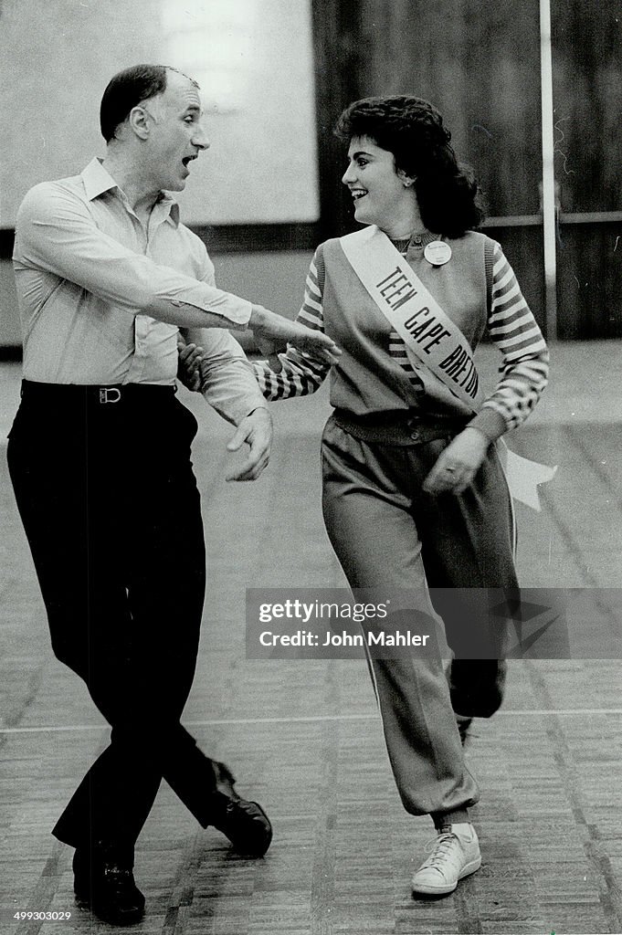 One; two; three: Choreographer Roland Kirouac leads Maureen Andrea; 17; Miss Teen Cape Breton; throu...
