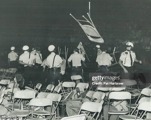 Chair Riots A chair flies during the uproar after Alice Cooper failed to appear ...