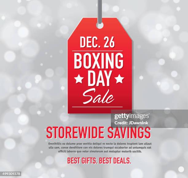 ilustraciones, imágenes clip art, dibujos animados e iconos de stock de boxing day venta rojo y etiquetas de anuncio con texto de la muestra - día de las cajas