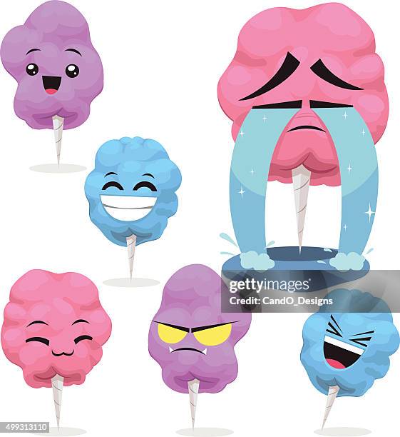 cotton candy cartoon set b - candy floss stock illustrations
