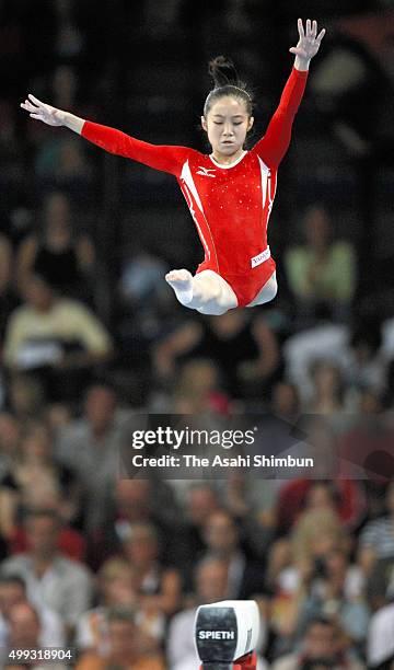 Koko Tsurumi of Japan competes in the Balance Beam of the Women's Team qualification during day three of the World Artistic Gymnastics Championships...