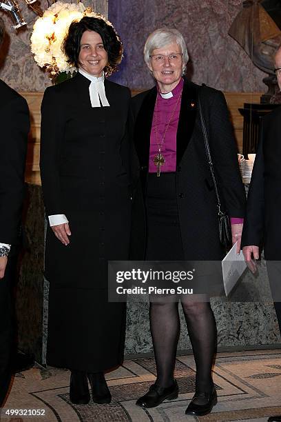 Archibishop of Sweden Antje Jackelen attends the Swedish Chamber of Commerce's Centenary Celebrations dinner at Le Petit Palais on November 30, 2015...