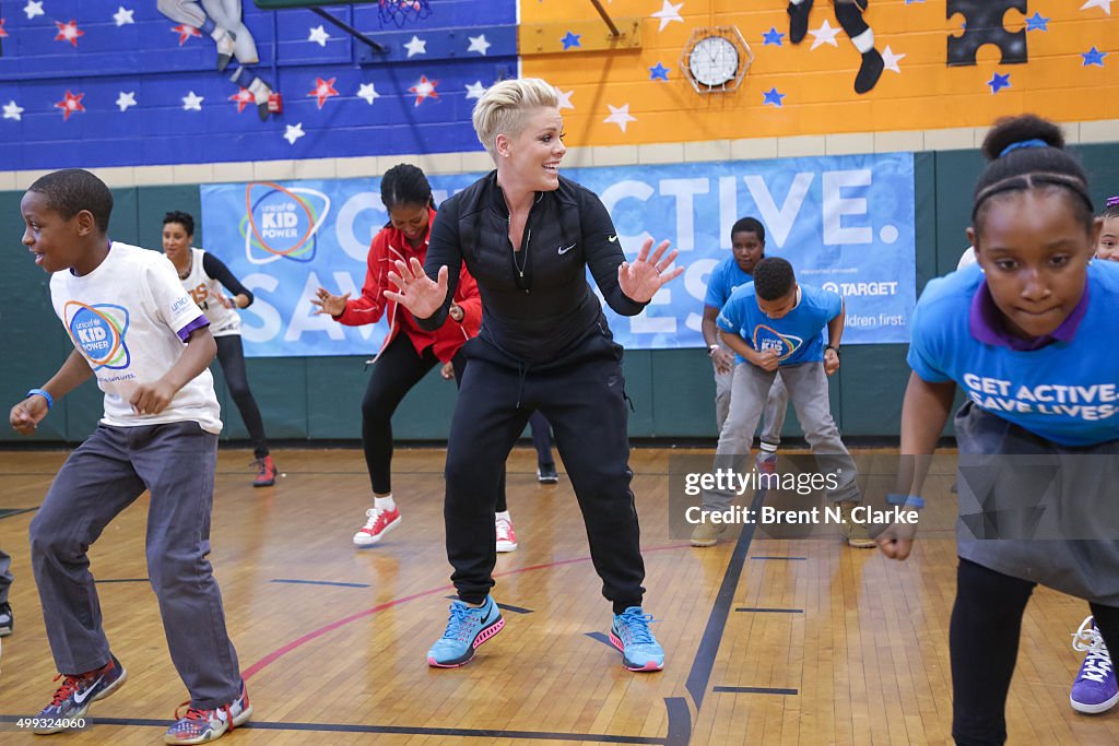 Pink Celebrates Launch Of Unicef Kid Power With NYC School Children