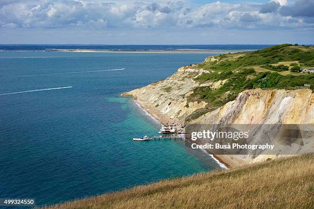 shoreline of the needles headland and tennyson down, england - freshwater bay isle of wight 個照片及圖片檔