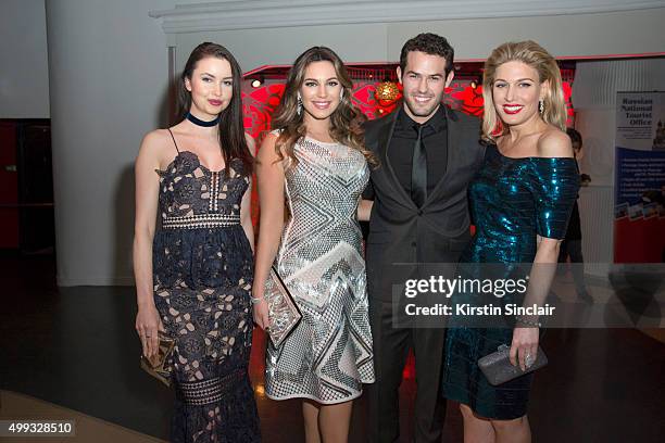 Emma Miller, Kelly Brook, Jeremy Parisi and Hofit Golan attend the Eastern Seasons' Gala Dinner at Madame Tussauds on November 30 2015, in London,...