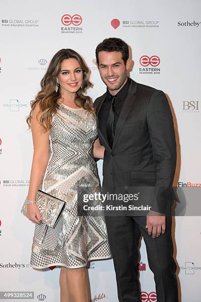 Kelly Brook and Jeremy Parisi attend the Eastern Seasons' Gala Dinner at Madame Tussauds on November 30 2015, in London, England.