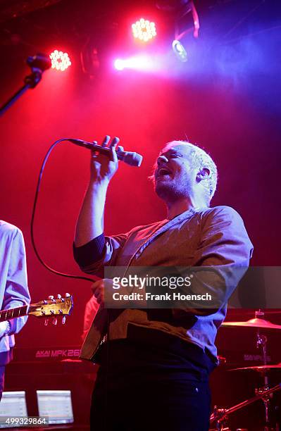 Singer Jonathan Higgs of the British band Everything Everything performs live during a concert at the Postbahnhof on November 30, 2015 in Berlin,...