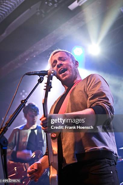 Singer Jonathan Higgs of the British band Everything Everything performs live during a concert at the Postbahnhof on November 30, 2015 in Berlin,...