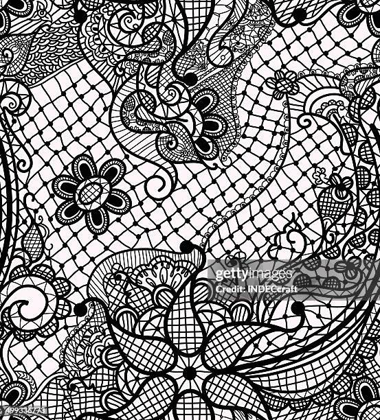 seamless lace design - black lace background stock illustrations